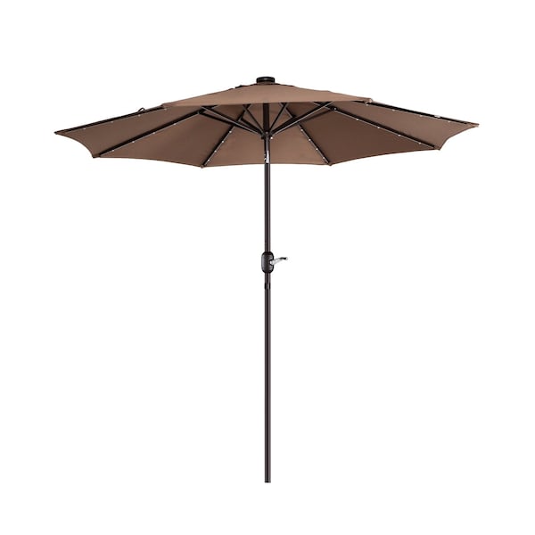 Villacera 9-Foot LED Outdoor Patio Umbrella, Brown - 83-OUT5421