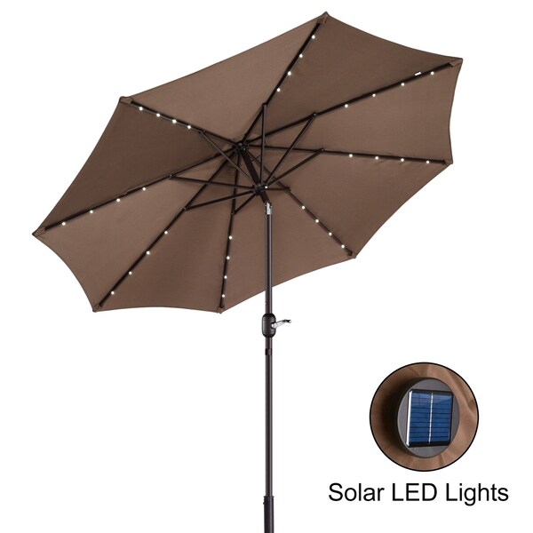 Villacera 9-Foot LED Outdoor Patio Umbrella, Brown - 83-OUT5421