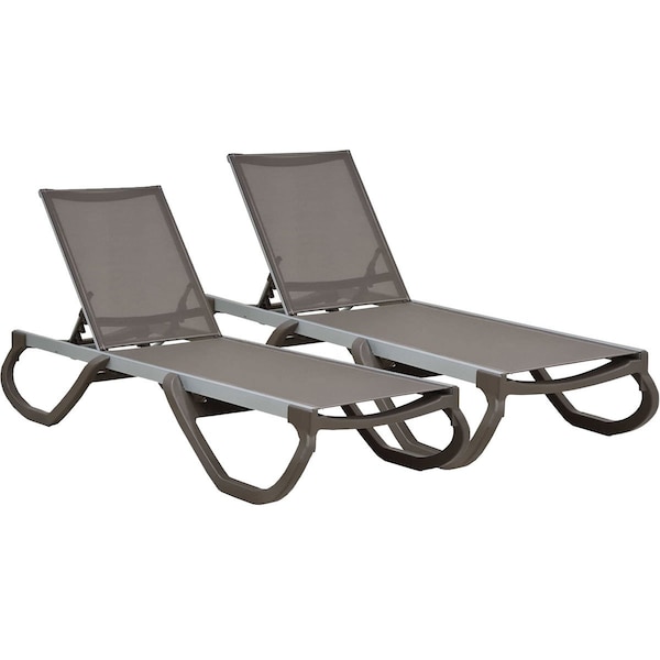 Rainbow Outdoor Panama Set of 2 Chaise Loungers-Cappuccino - RBO-PANAMA-CAP-CL-SET2