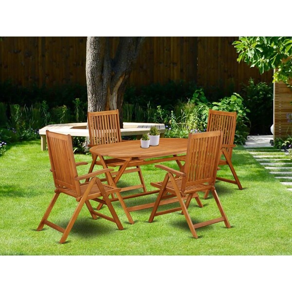 Invernadero 5 Piece Diboll Acacia Patio Dining Set - Natural Oil - IN2959645