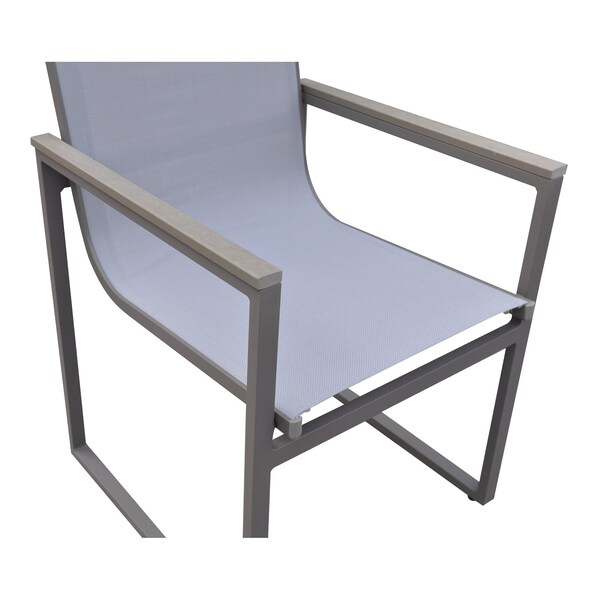 Armen Living Bistro Outdoor Patio Dining Chair in Gray Powder Coated Finish, PK2 - LCBICHGR
