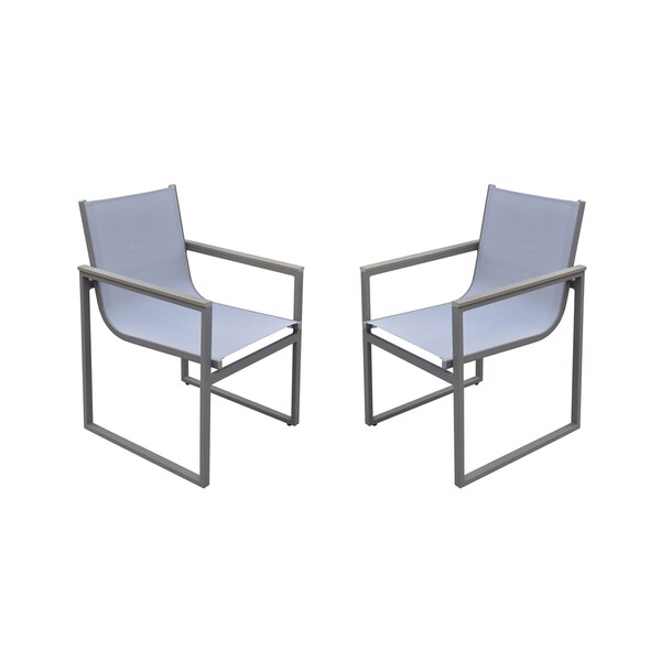 Armen Living Bistro Outdoor Patio Dining Chair in Gray Powder Coated Finish, PK2 - LCBICHGR