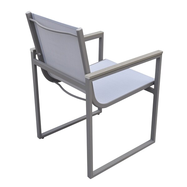Armen Living Bistro Outdoor Patio Dining Chair in Gray Powder Coated Finish, PK2 - LCBICHGR