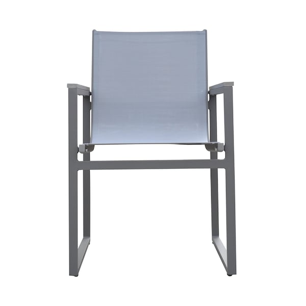 Armen Living Bistro Outdoor Patio Dining Chair in Gray Powder Coated Finish, PK2 - LCBICHGR
