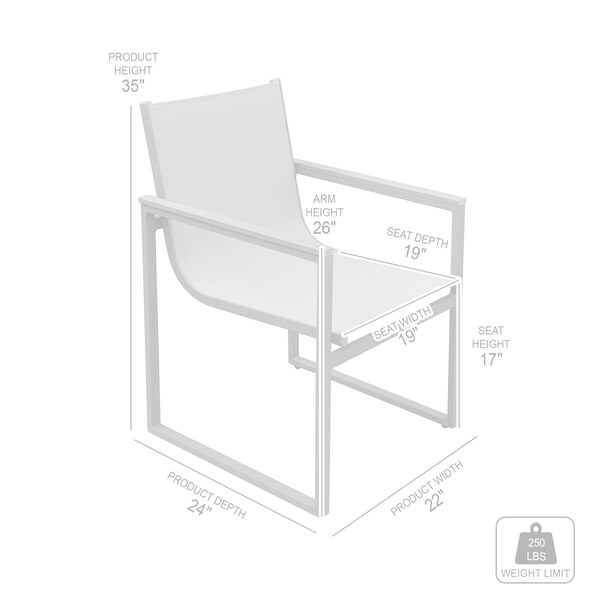 Armen Living Bistro Outdoor Patio Dining Chair in Gray Powder Coated Finish, PK2 - LCBICHGR