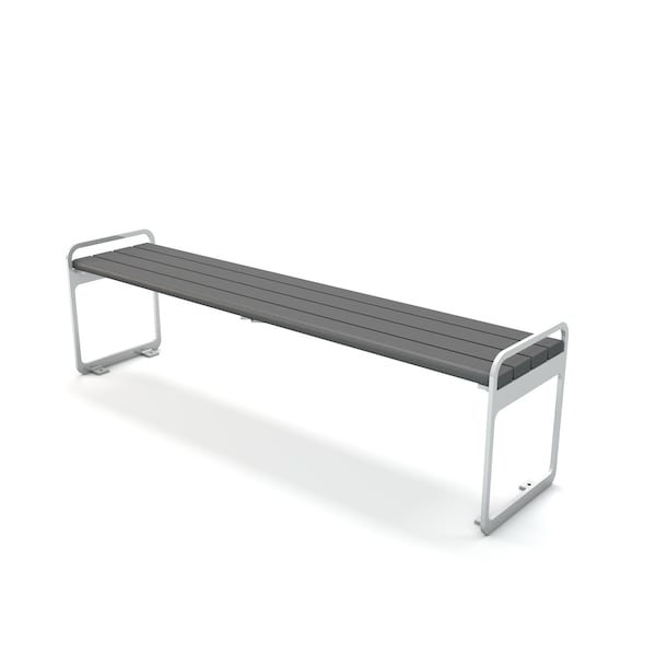 Frog Furnishings Gray 6' Plaza Backless Bench with Silver Frame - PB 6GRASFPLZBAC