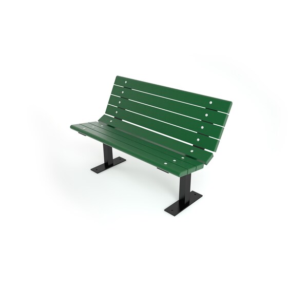 Frog Furnishings Green 4' Contour Bench Surface Mount w/ Black Frame - PB 4GREBFCON