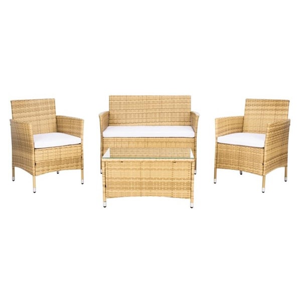 Safavieh Bandele Living Patio Set, Natural & White - 4 Piece - PAT7506D
