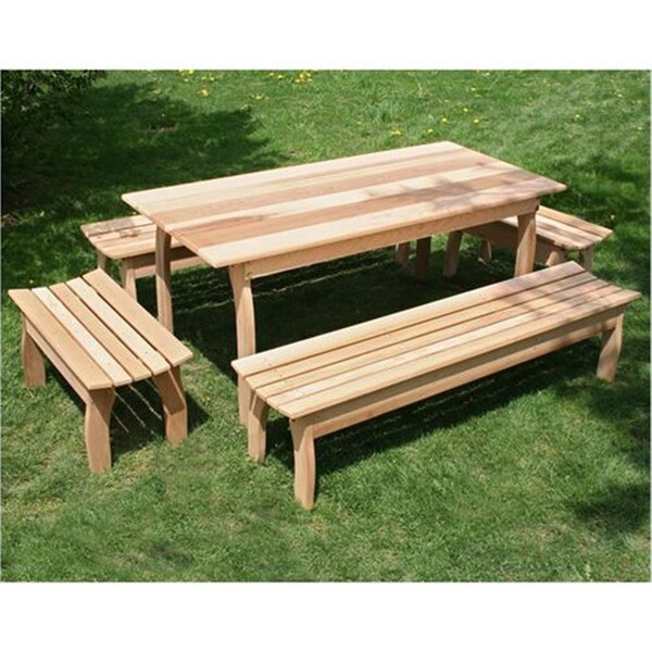 Creekvine Designs 94 x 32 in. Cedar Family Dining Set - ELY94CTT4B-2CVD