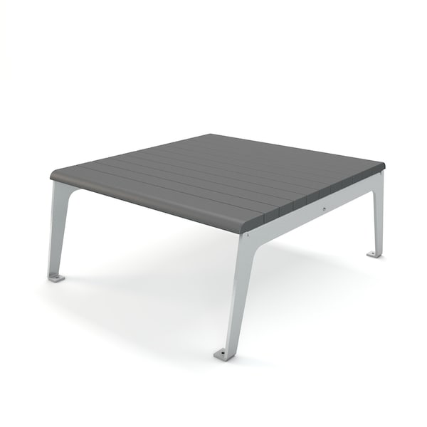 Frog Furnishings Gray 42" Plaza Table with Silver Frame - PB 42GRASFPLZTB