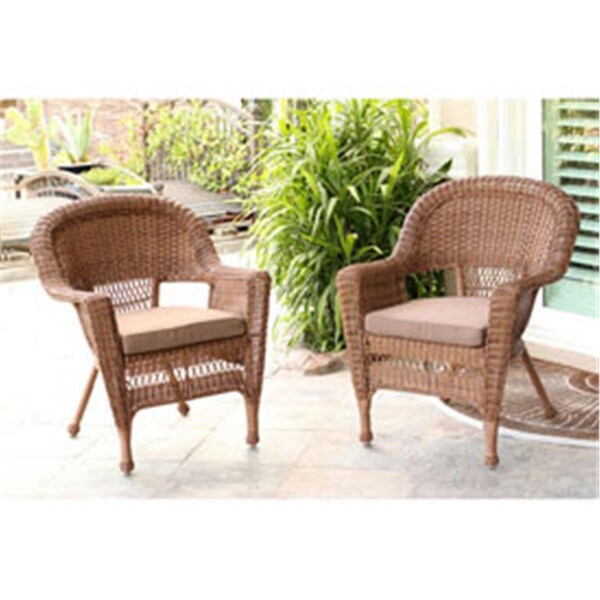 Propation W00205-4-C-FS007-CS Honey Wicker Chair with Brown Cushion, 4PK - PR3002325
