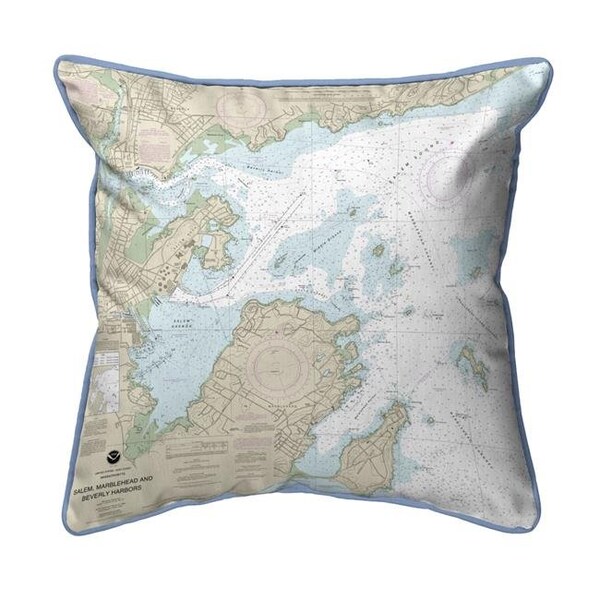 Betsy Drake Betsy Drake SN13276MH 12 x 12 in. Salem; Marblehead & Beverly Harbors; MA Nautical Map Small Corded Indoor & Outdoor Pillow - SN13276MH