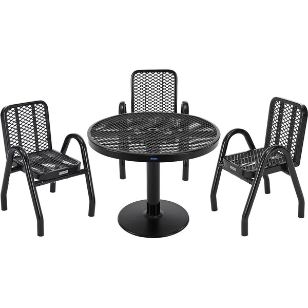Global Industrial Outdoor Dining Set, 36in Round x 29inH Table & 4 Chairs, Black - 348122BK