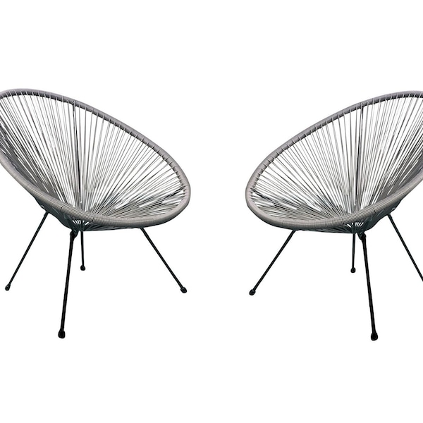 Ejoy Acapulco Grey Woven Patio Chair for Indoor and Outdoor Use Set of 2 Pieces, PR - ACAPULCOCHAIR_GREY_2PC