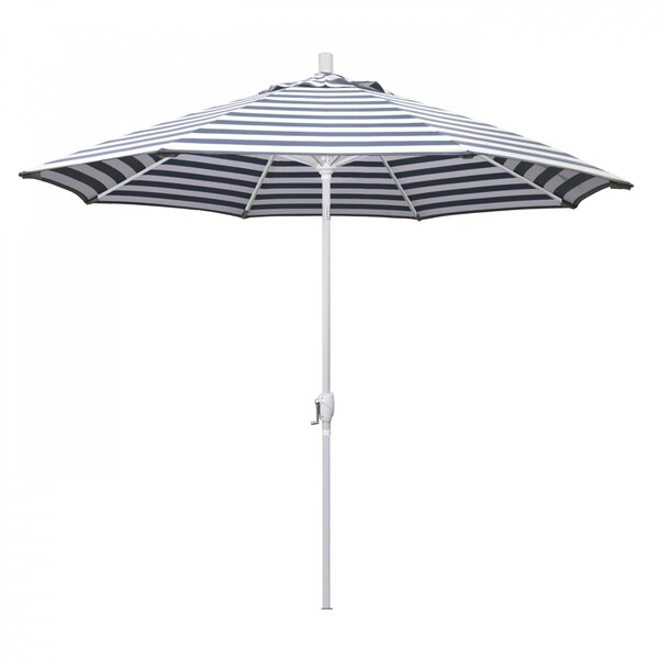California Umbrella Patio Umbrella, Octagon, 101" H, Olefin Fabric, Navy White Cabana Stripe - 194061034385