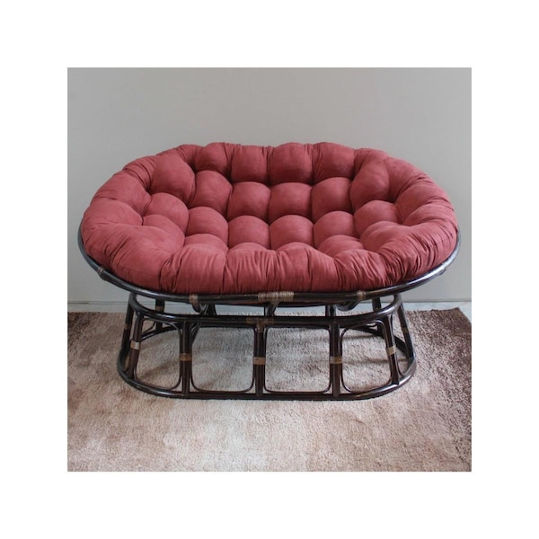 International Caravan 63 x 45 in. Rattan Double Papasan Chair Frame Only, Brown - 3304