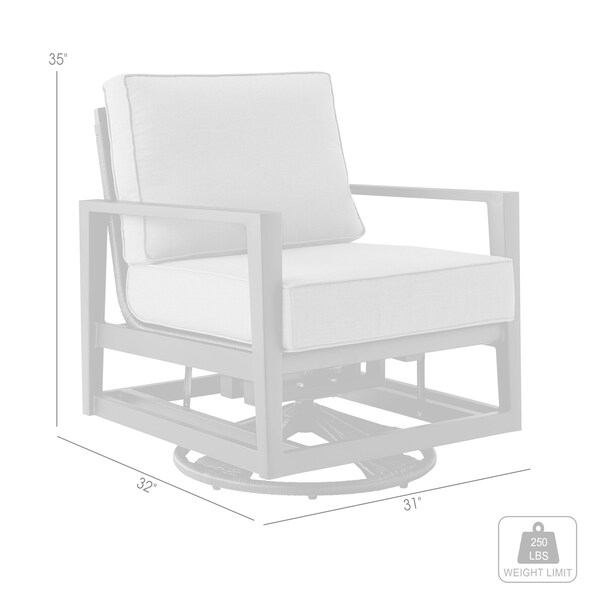 Armen Living Grand Black Aluminum Outdoor Swivel Glider Chair with Dark Gray Cushions - 840254332737