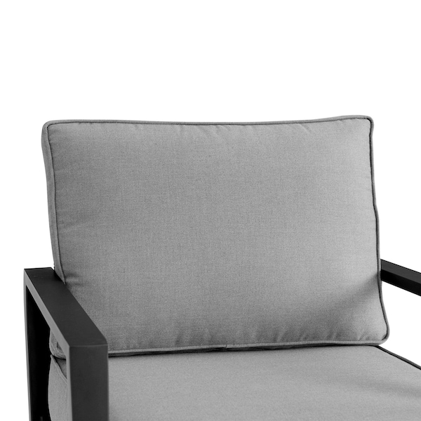 Armen Living Grand Black Aluminum Outdoor Swivel Glider Chair with Dark Gray Cushions - 840254332737