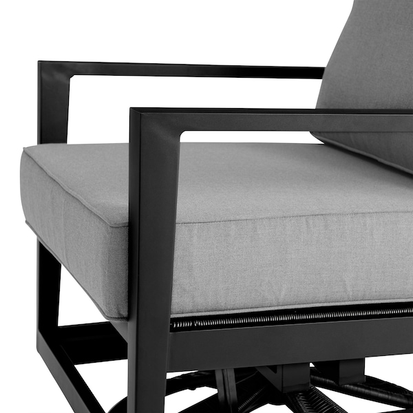 Armen Living Grand Black Aluminum Outdoor Swivel Glider Chair with Dark Gray Cushions - 840254332737