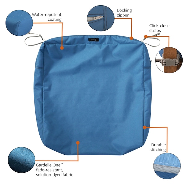 Classic Accessories Ravenna Patio Cushion Slipcover, Empire Blue, 21" - 60-331-010501-RT
