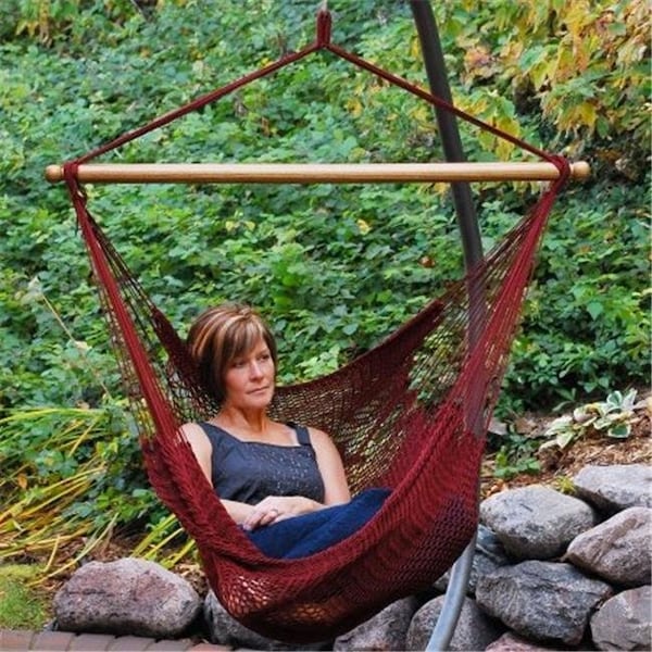 Patioplus Hanging Caribbean Rope Chair - Burgundy - PA3963