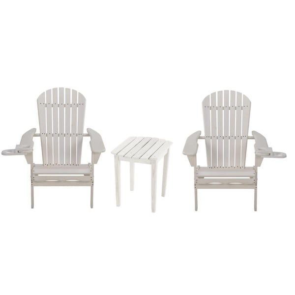 W Unlimited 35 x 32 x 28 in. 2 Foldable Chair with Cup Holder & 1 End Table, White - SW2136WTSET3