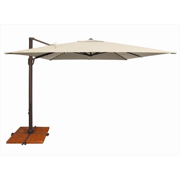 Simplyshade SimplyShade 10 ft. Bali Pro Square Rotating Cantilever Umbrella with Lights  Antique Beige - SSAD45SL-10SQ00-A5422