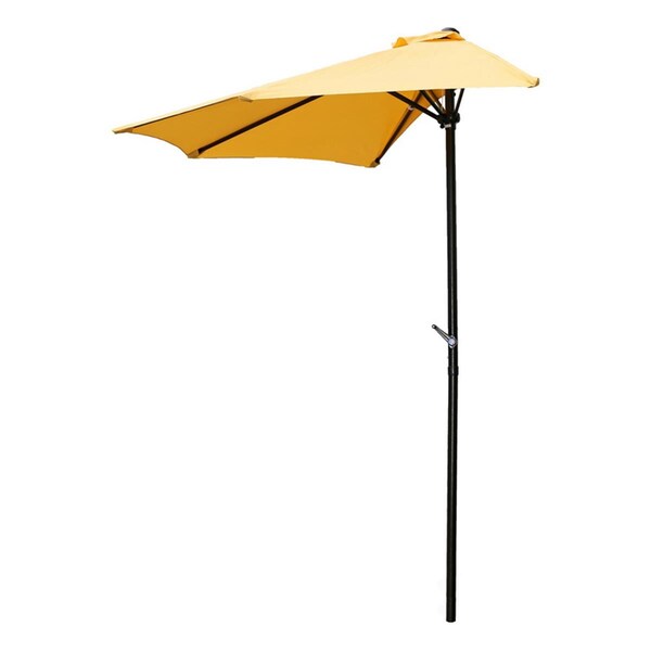 International Caravan 9 ft. Half Round Wall Hugger Umbrella, Lemon Yellow - YF-1147-2.7M-LY