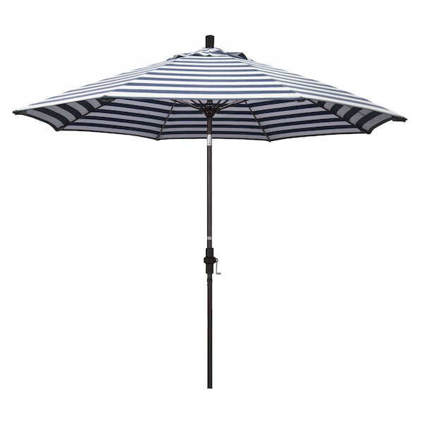 California Umbrella Patio Umbrella, Octagon, 101" H, Olefin Fabric, Navy White Cabana Stripe - 194061026304