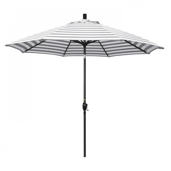 California Umbrella Patio Umbrella, Octagon, 101" H, Olefin Fabric, Gray White Cabana Stripe - 194061035276