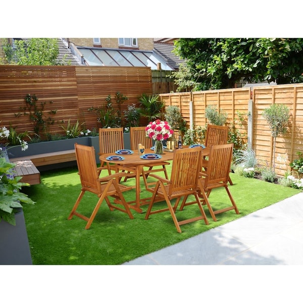 Invernadero 7 Piece Beasley Acacia Wood Outdoor-furniture Patio Dining Set - Natural Oil - IN2246060