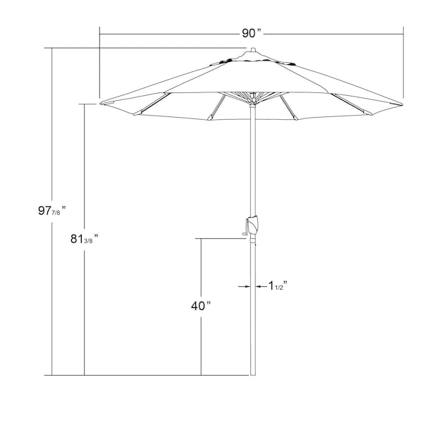 California Umbrella 7.5' Bronze Aluminum Market Patio Umbrella, Sunbrella Gateway Mist - 194061335987