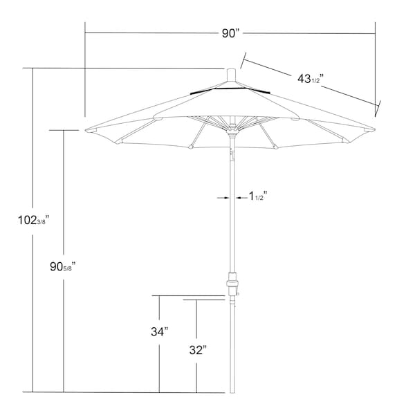 California Umbrella 7.5' Grey Aluminum Market Umbrella, Sunbrella Gateway Blush - 194061338049