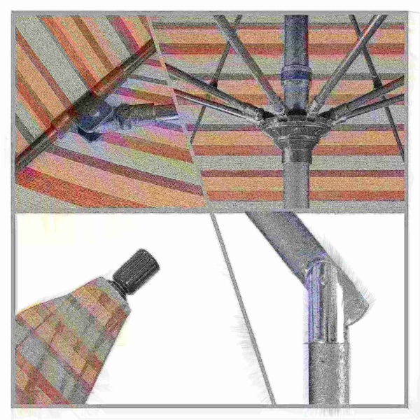 California Umbrella 7.5' Grey Aluminum Market Umbrella, Sunbrella Gateway Blush - 194061338049