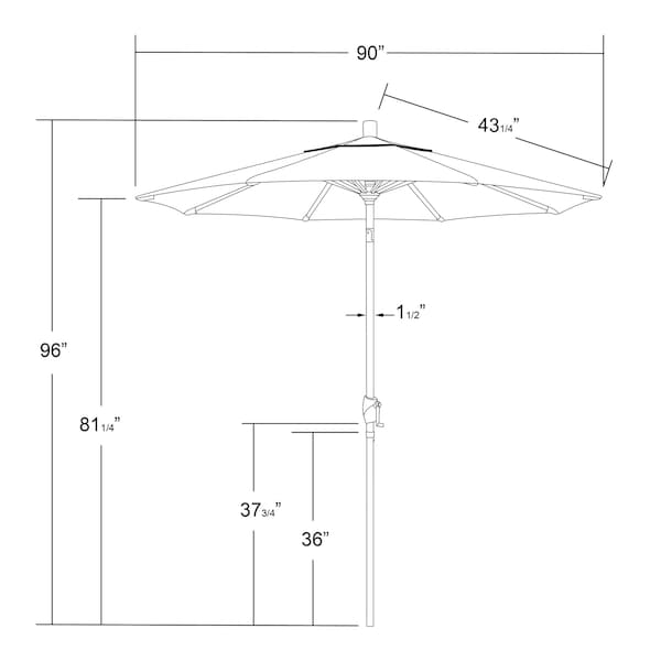 California Umbrella 7.5' Bronze Aluminum Market Patio Umbrella, Sunbrella Gateway Mist - 194061338179