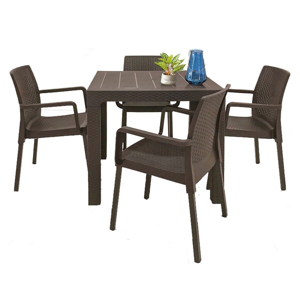Rainbow Outdoor Napoli 5-Piece Dining Set-Brown - RBO-NAPOLI-BRW-5DA