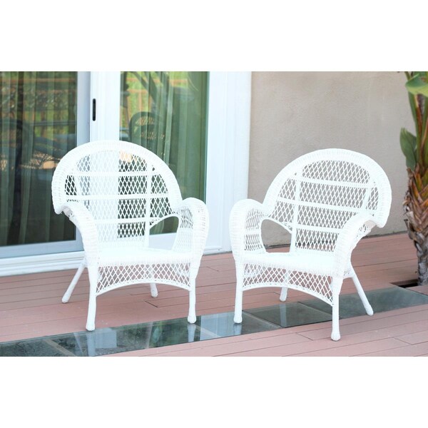 Jeco W00209-C-2 White Wicker Chair, 2PK - W00209-C_2