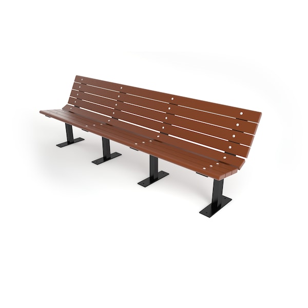 Frog Furnishings Brown 8' Contour Bench Surface Mount w/ Black Frame - PB 8BROBFCON