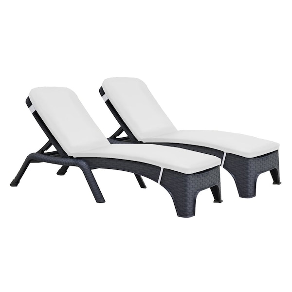 Rainbow Outdoor Roma Set of 2 Chaise Lounger w/cushion-Anthracite - RBO-ROMA-ANT-2CL-CUSH-CRM