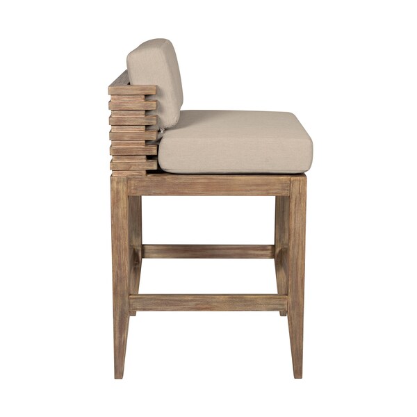 Armen Living Vivid Outdoor Patio Bar Stool in Light Eucalyptus Wood with Taupe Olefin Cushions - LCVIBAEUCTP30