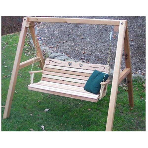 Creekvine Designs 5 ft. Cedar Country Hearts Porch Swing with Stand - WF4010A50CVD