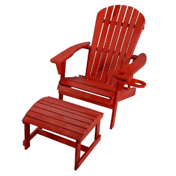 Bold Fontier 6 in. Earth Adirondack Chair with Phone & Cup Holder, Red - BO3286205