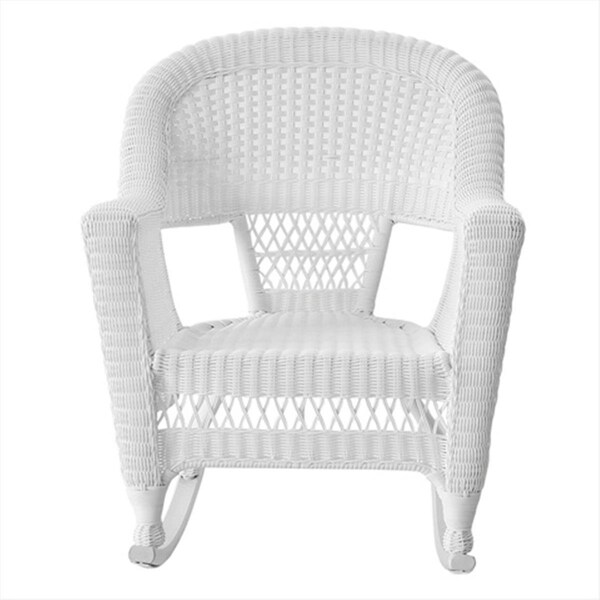 Propation W00206R-B-2-RCES016 3 Piece White Rocker Wicker Chair Set With Orange Cushion - PR335428