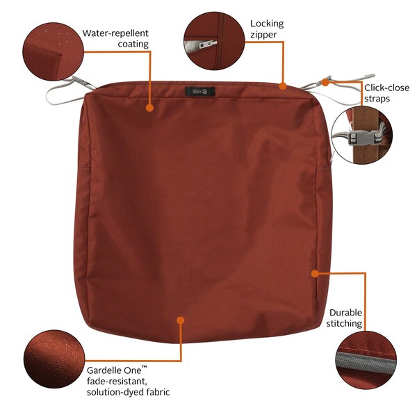 Classic Accessories Ravenna Water-Resistant 21x21x3" Patio Seat Cushion Cover, Spice - 60-407-011701-RT