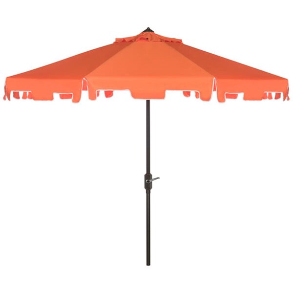 Safavieh Zimmerman 9 ft. Market Umbrella, Orange and White - PAT8000G