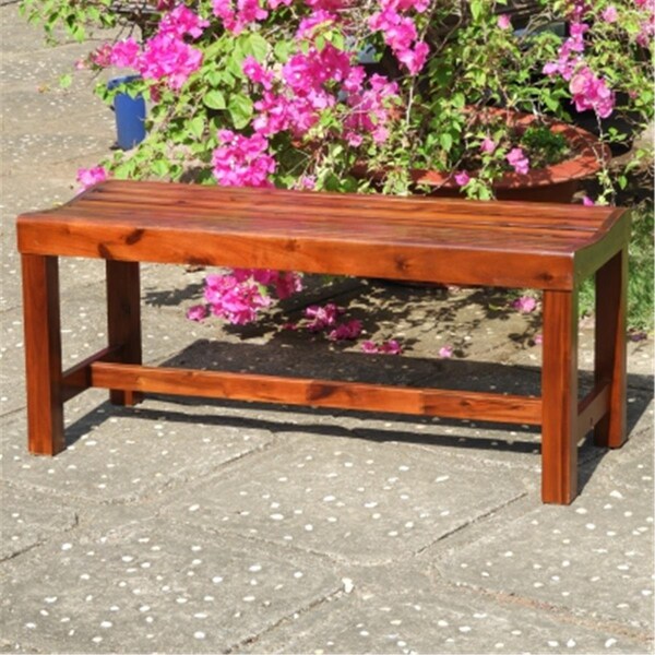 International Caravan 42 in. Highland Acacia Americana Backless Bench with Contoured Seat, Stain - VF-4509-ST