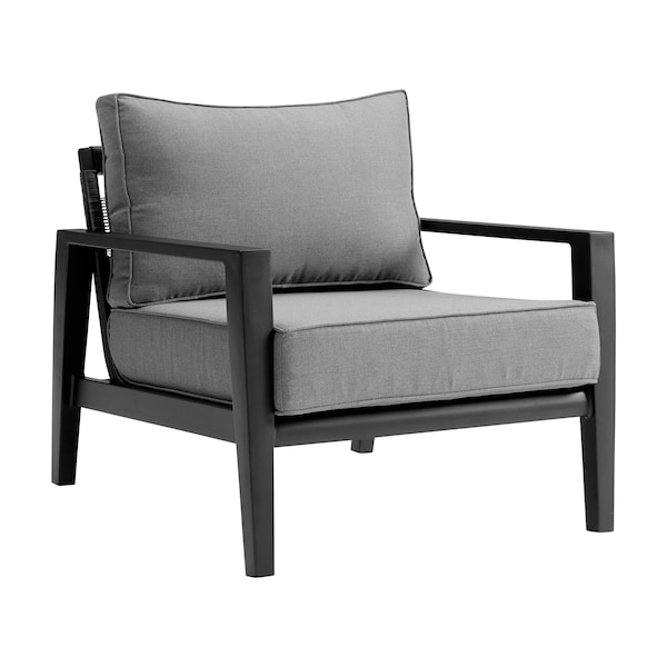 Armen Living Cayman Aluminum Outdoor Chair in Black and Dark Gray - SETODCMBLBX1