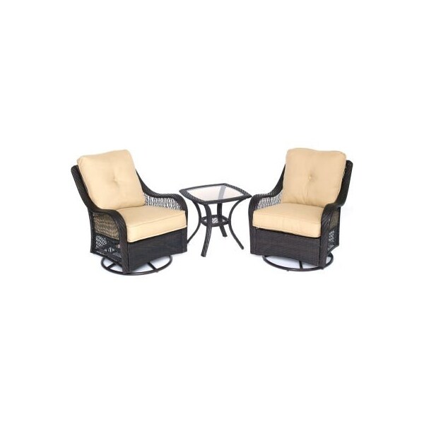 Almo Fulfillment Services Hanover&3174; Orleans 3 Piece Swivel Rocking Chat Set, Sahara Sand/French Roast - ORLEANS3PCSW-B-TAN
