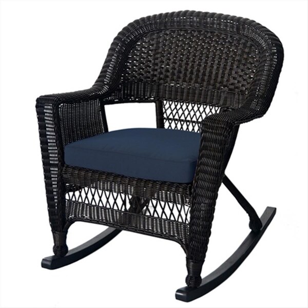 Propation W00201R-A-2-FS011 Espresso Rocker Wicker Chair With Blue Cushion - Set 2 - PR335425