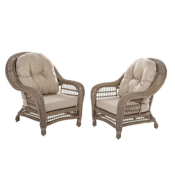 Bold Fontier Saturn Wicker Outdoor Lounge Chair Set with Beige Cushion 2 Piece - BO1489037